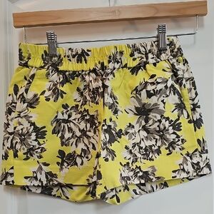 J. Crew High Waist Yellow and Black Floral Shorts
